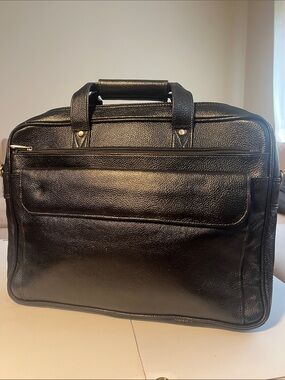 Black 100% Genuine Leather Briefcase Tote - Men